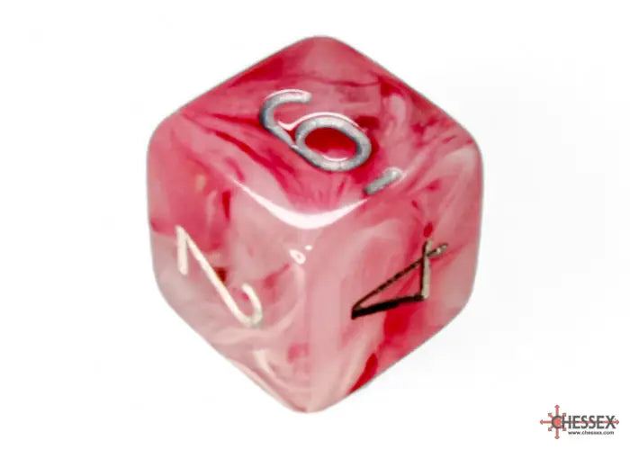 RPG Dice Set: Ghostly Polyhedral Glow Pink/Silver (7) Chessex Accessories
