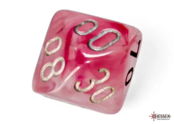 RPG Dice Set: Ghostly Polyhedral Glow Pink/Silver (7) Chessex Accessories