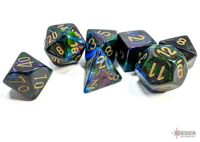 RPG Dice Set: Lustrous - Polyhedral - Shadow/Gold (7) - Chessex - Accessories