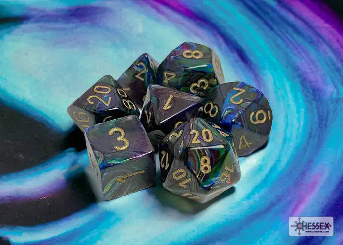 RPG Dice Set: Lustrous - Polyhedral - Shadow/Gold (7) - Chessex - Accessories
