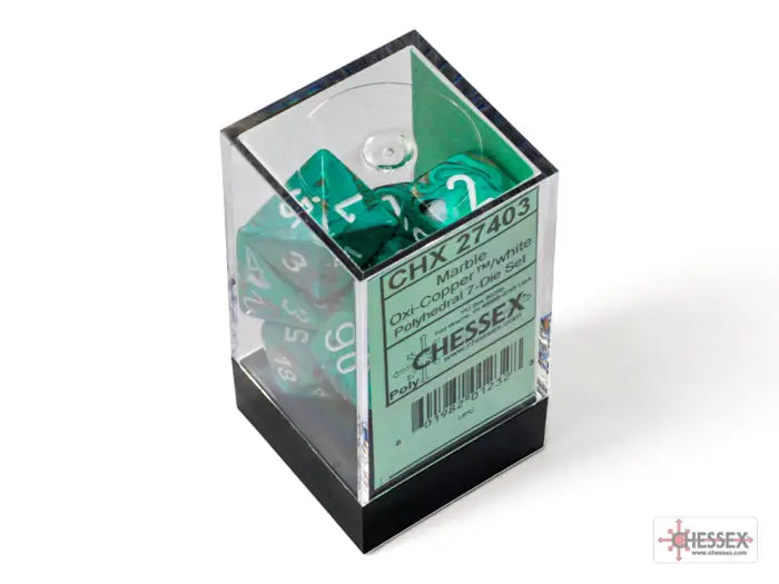 RPG Dice Set: Marble - Polyhedral - Oxi-Copper/White (7) - Chessex - Accessories