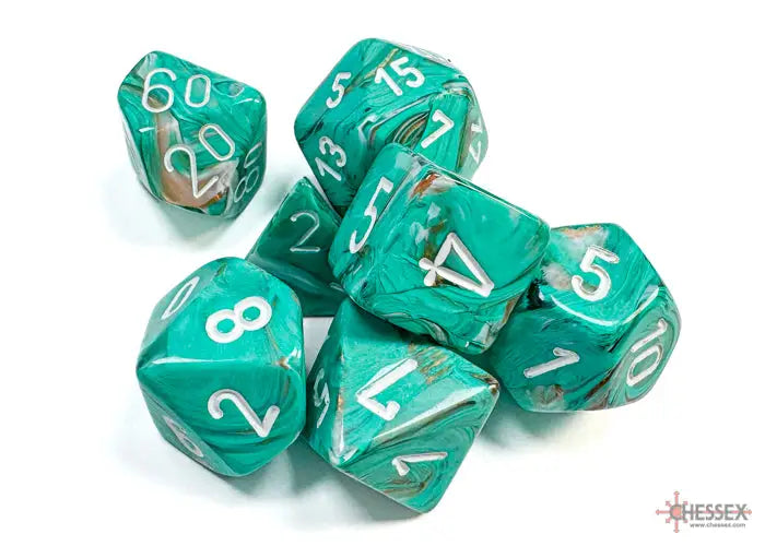 RPG Dice Set: Marble - Polyhedral - Oxi-Copper/White (7) - Chessex - Accessories