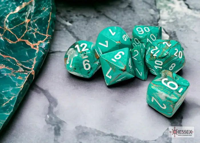 RPG Dice Set: Marble - Polyhedral - Oxi-Copper/White (7) - Chessex - Accessories