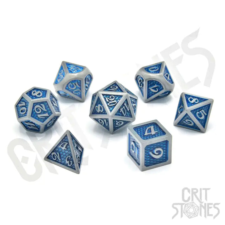 RPG Dice Set: Metal - Blue Dragonhide - Glassstaff - Accessories