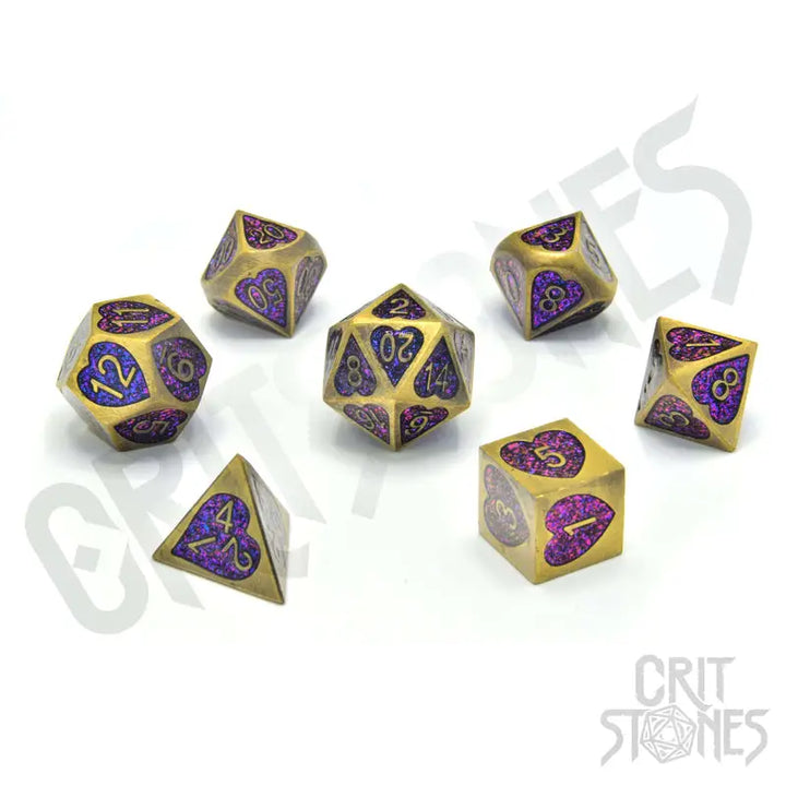 RPG Dice Set: Metal - Charmheart - Glassstaff - Accessories