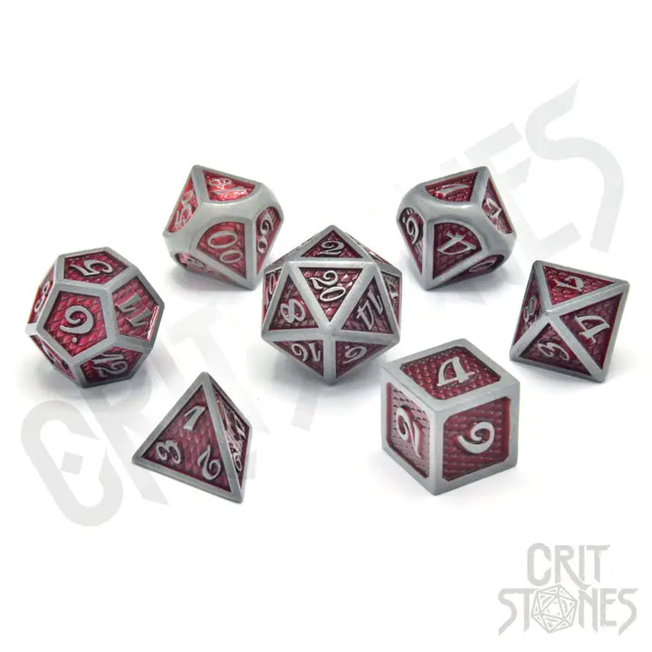 RPG Dice Set: Metal - Fiery Fate - Glassstaff - Accessories