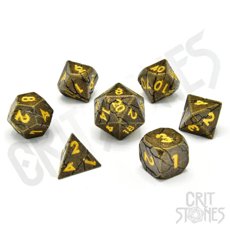 RPG Dice Set: Metal - Golden Breach - Glassstaff - Accessories
