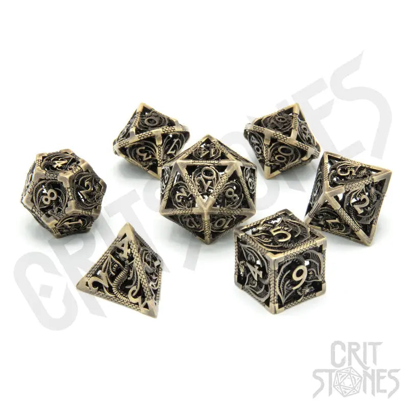 RPG Dice Set: Metal - Hollow - Dragon’s Legacy - Glassstaff - Accessories