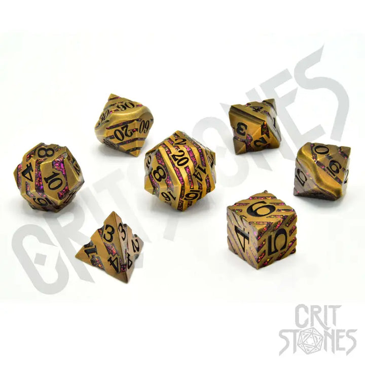 RPG Dice Set: Metal - Magus Goldstone - Glassstaff - Accessories