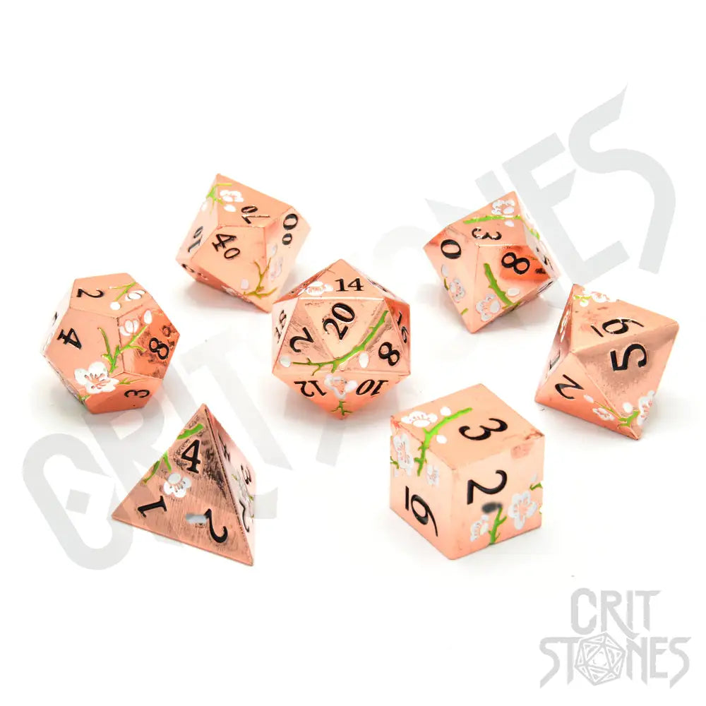 RPG Dice Set: Metal - Pink Blossom - Glassstaff - Accessories