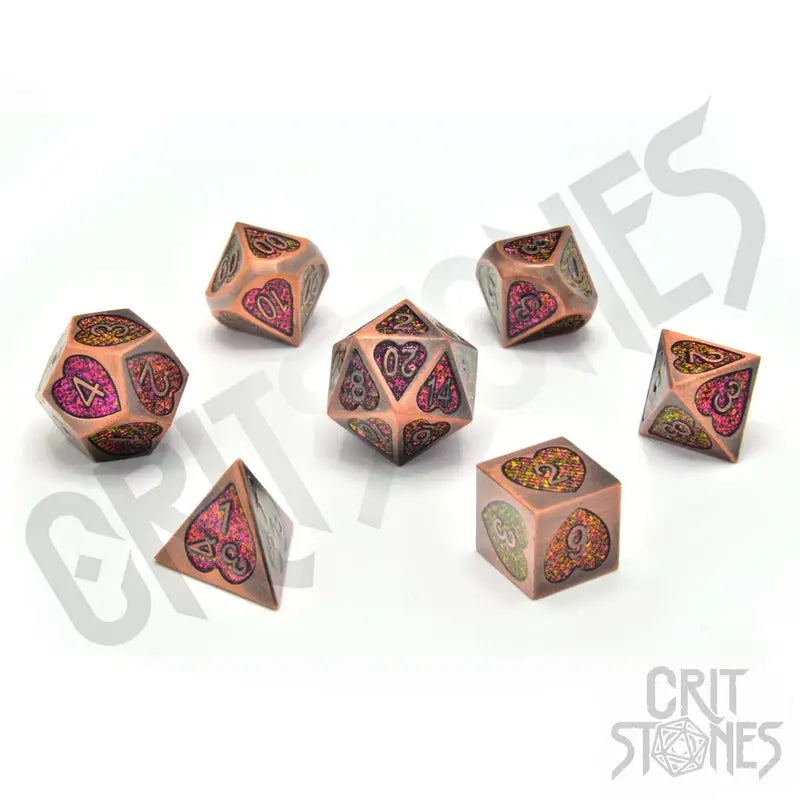 RPG Dice Set: Metal - Romance Rune - Glassstaff - Accessories