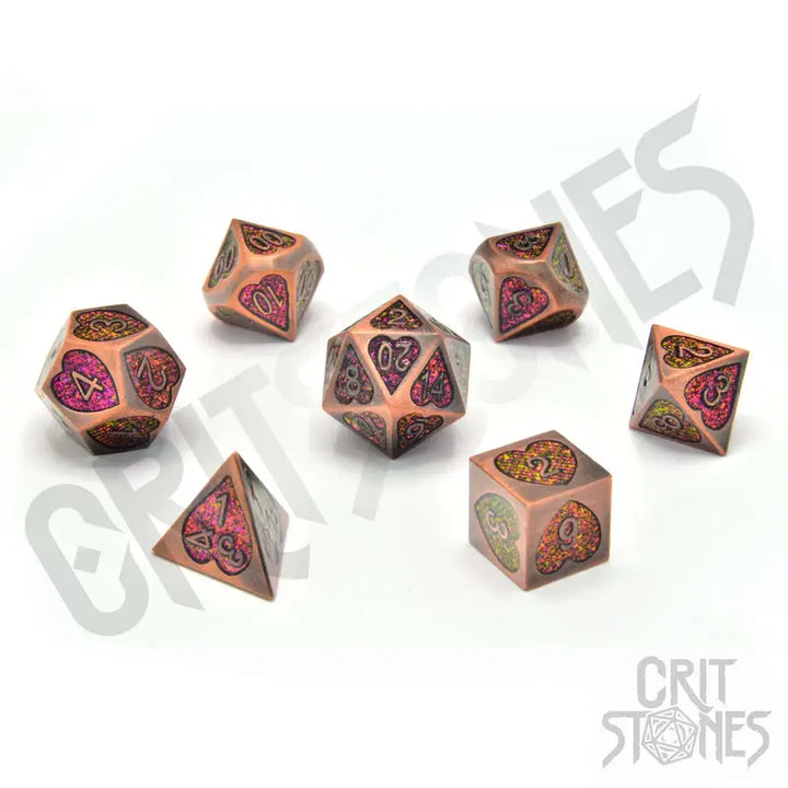 RPG Dice Set: Metal - Romance Rune - Glassstaff - Accessories