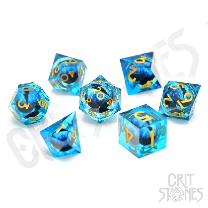 RPG Dice Set: Resin - Sharp Edge - Floating Eye - Ice Dragon’s Gaze - Glassstaff - Accessories