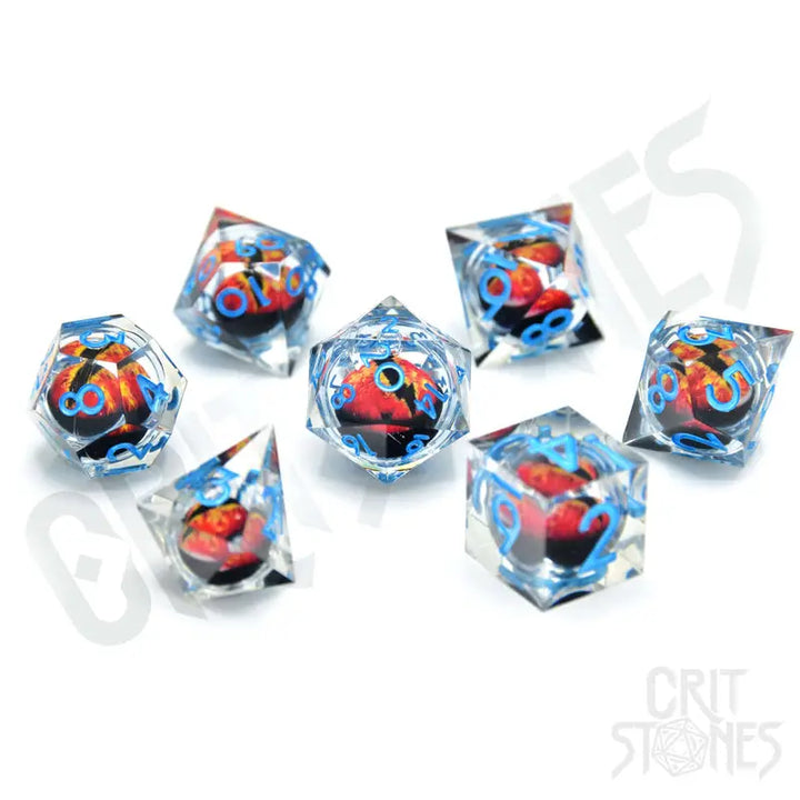 RPG Dice Set: Resin - Sharp Edge - Floating Eye - Raging Dragon’s Gaze - Glassstaff - Accessories