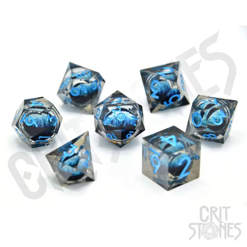 RPG Dice Set: Resin - Sharp Edge - Floating Eye - Water Dragon’s Gaze - Glassstaff - Accessories