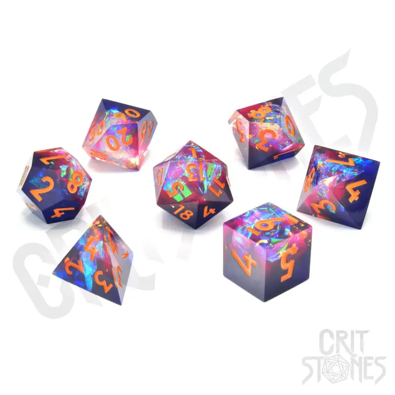 RPG Dice Set: Resin - Sharp Edge - Galactic Ember - Glassstaff - Accessories
