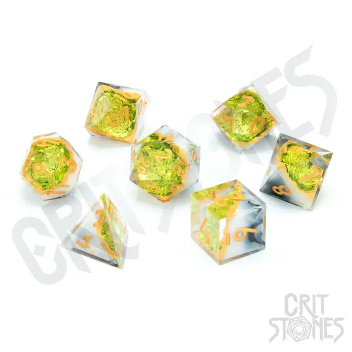 RPG Dice Set: Resin - Sharp Edge - Geode - Gem of the Wilds (7) - Glassstaff - Accessories