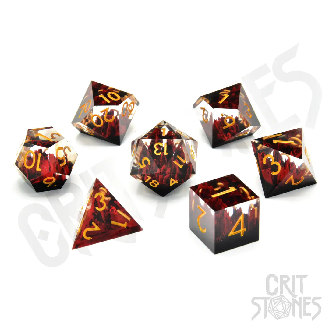 RPG Dice Set: Resin - Sharp Edge - Lava Peaks (7) - Glassstaff - Accessories