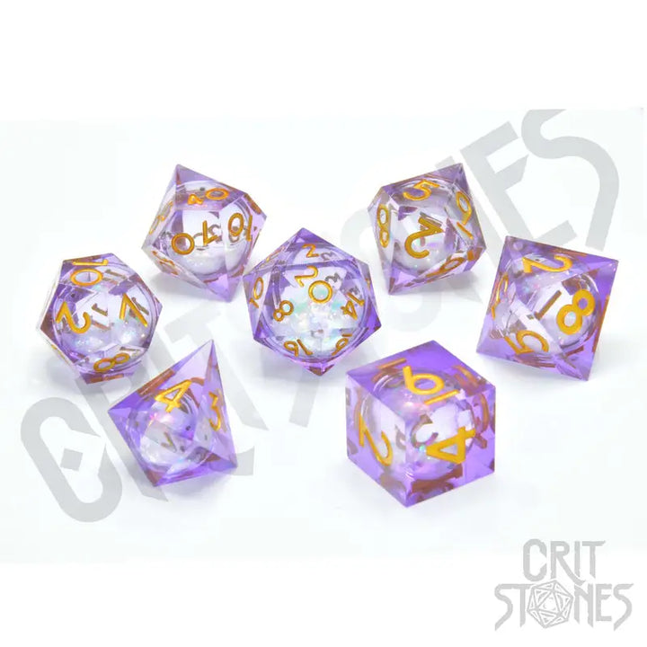RPG Dice Set: Resin - Sharp Edge - Liquid Core - Arcane Sparkle - Glassstaff - Accessories