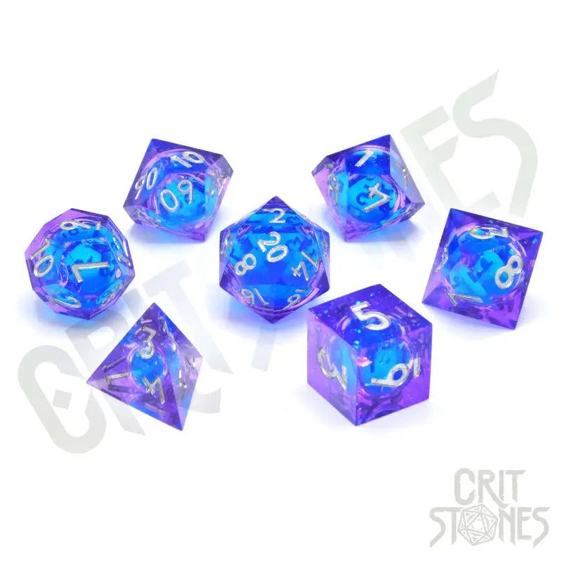RPG Dice Set: Resin - Sharp Edge - Liquid Core - Blue Bane - Glassstaff - Accessories