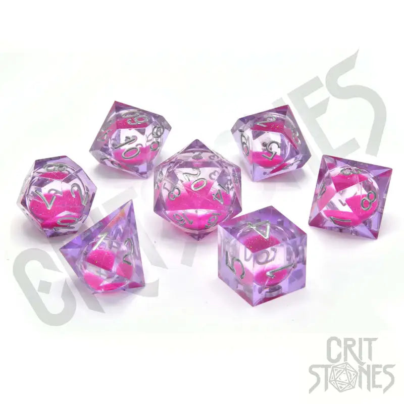 RPG Dice Set: Resin - Sharp Edge - Liquid Core - Chery Current - Glassstaff - Accessories