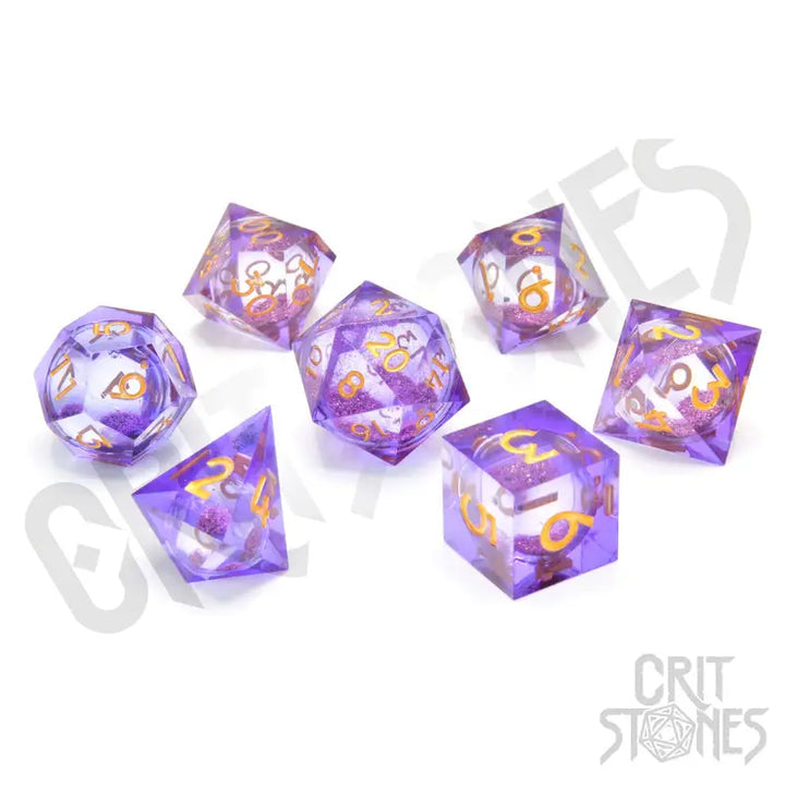RPG Dice Set: Resin - Sharp Edge - Liquid Core - Dionysus’ Feast - Glassstaff - Accessories