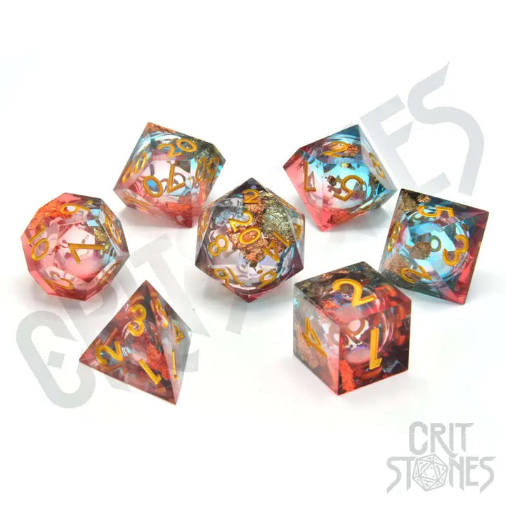 RPG Dice Set: Resin - Sharp Edge - Liquid Core - Dusky Dreams - Glassstaff - Accessories