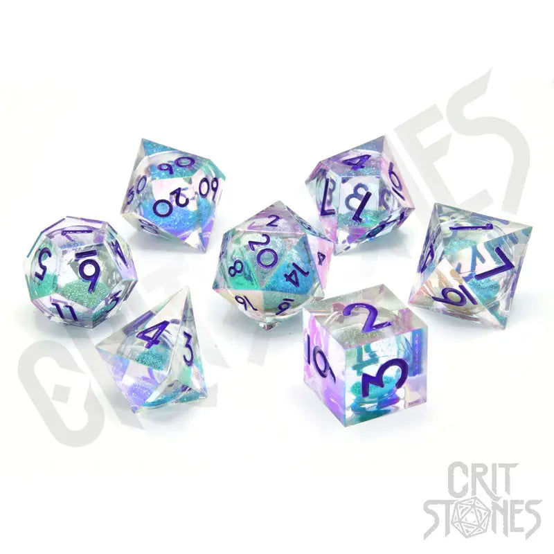 RPG Dice Set: Resin - Sharp Edge - Liquid Core - Electroplated - Fantasia Fluid - Glassstaff - Accessories