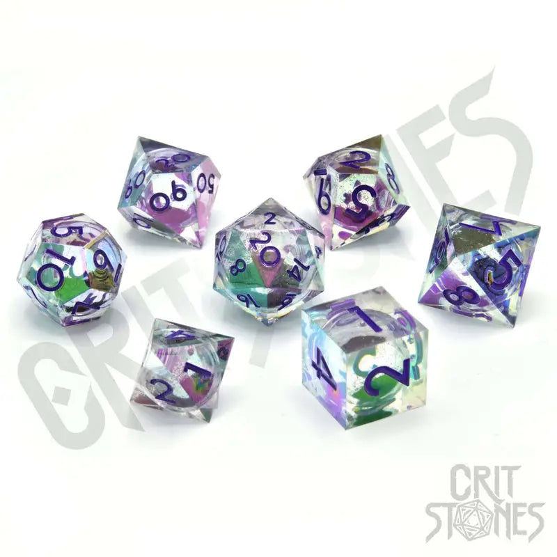 RPG Dice Set: Resin - Sharp Edge - Liquid Core - Electroplated - Nightshade Nectar - Glassstaff - Accessories