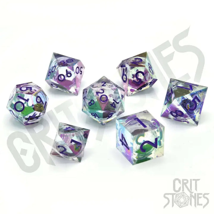 RPG Dice Set: Resin - Sharp Edge - Liquid Core - Electroplated - Nightshade Nectar - Glassstaff - Accessories