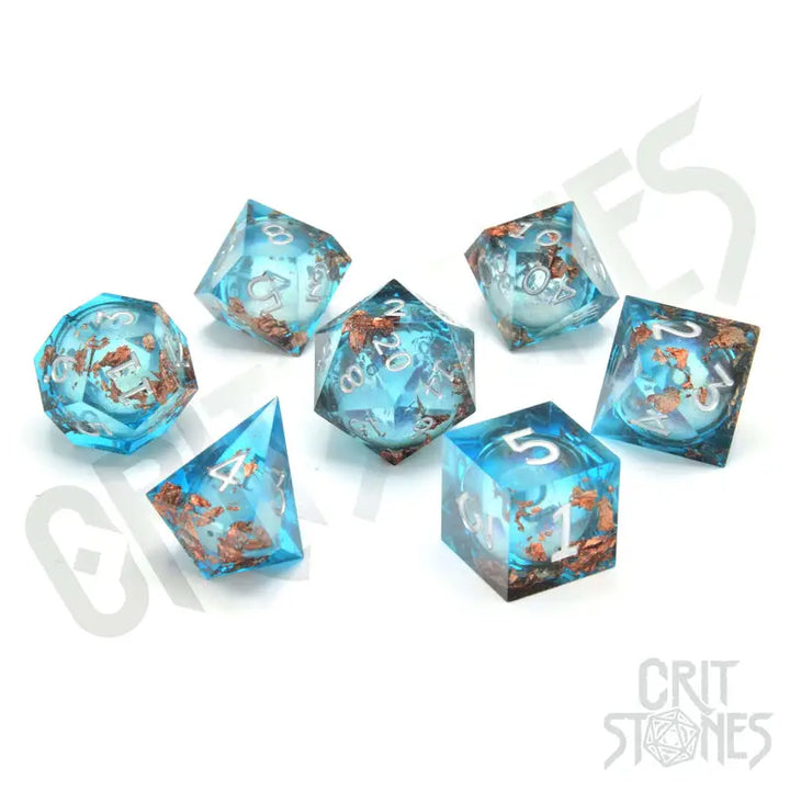 RPG Dice Set: Resin - Sharp Edge - Liquid Core - Flux Fortune - Glassstaff - Accessories