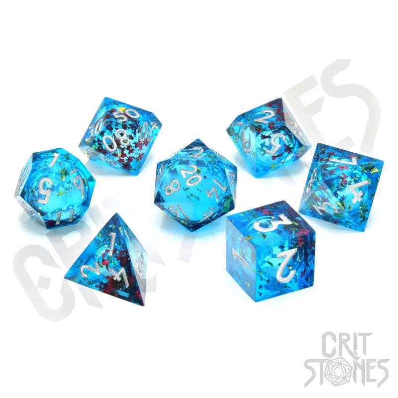 RPG Dice Set: Resin - Sharp Edge - Liquid Core - Mermaid’s Maelstrom - Glassstaff - Accessories