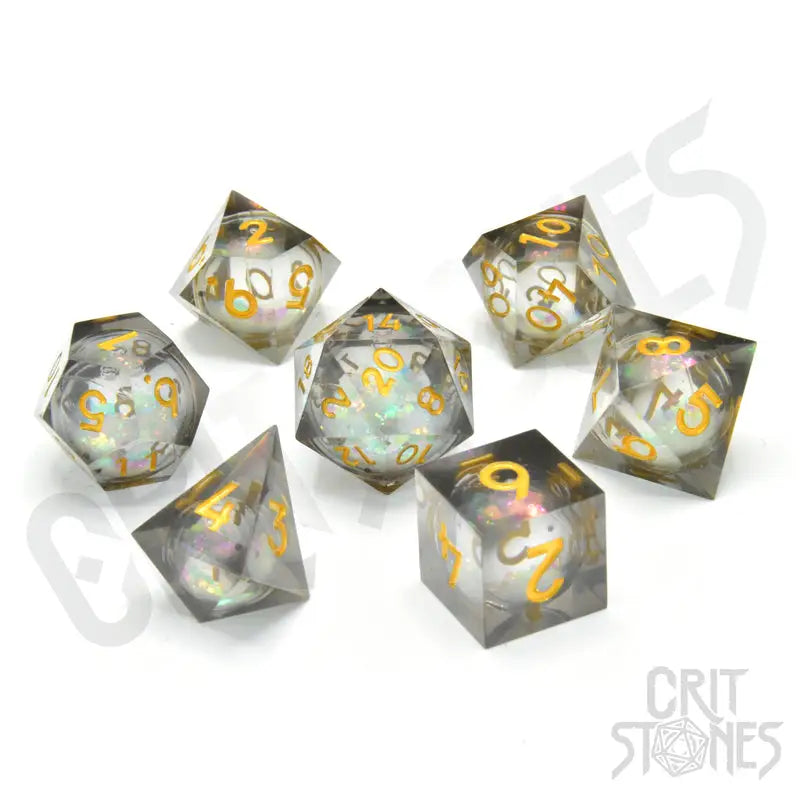 RPG Dice Set: Resin - Sharp Edge - Liquid Core - Orbeus - Glassstaff - Accessories
