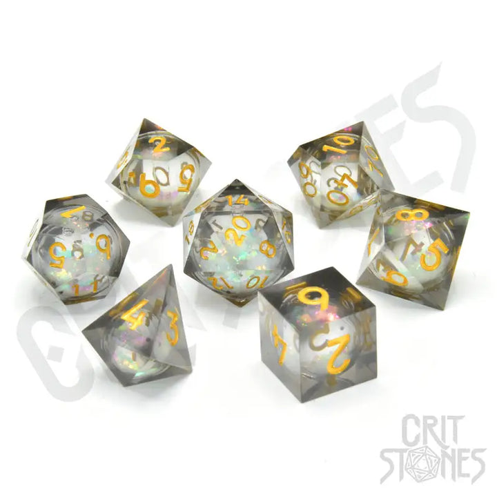 RPG Dice Set: Resin - Sharp Edge - Liquid Core - Orbeus - Glassstaff - Accessories