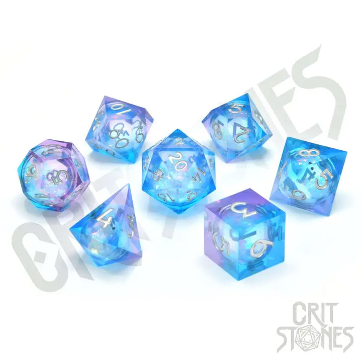 RPG Dice Set: Resin - Sharp Edge - Liquid Core - Pink Ice - Glassstaff - Accessories