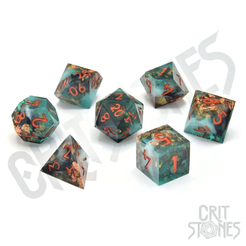 RPG Dice Set: Resin - Sharp Edge - Oceanic Oracle - Glassstaff - Accessories