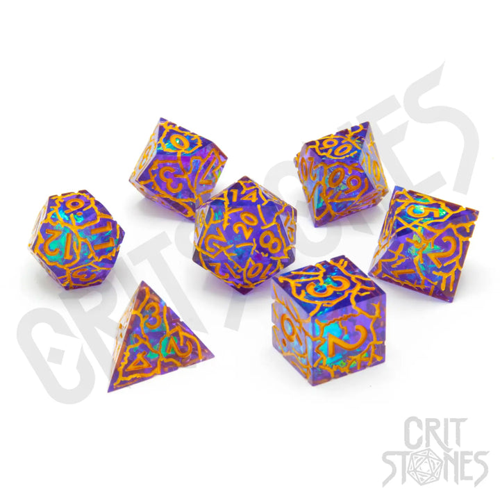 RPG Dice Set: Resin - Sharp Edge - Radiant Rune (7) - Glassstaff - Accessories