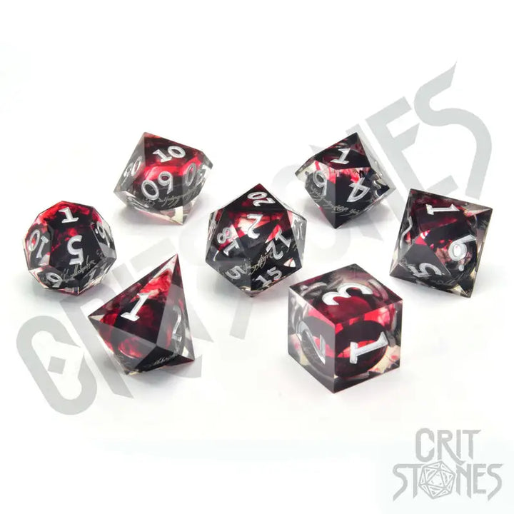 RPG Dice Set: Resin - Sharp Edge - Rings of Power - Black - Glassstaff - Accessories