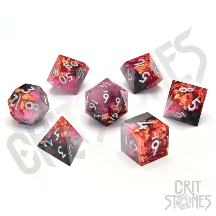 RPG Dice Set: Resin - Sharp Edge - Ruby Rift - Glassstaff - Accessories