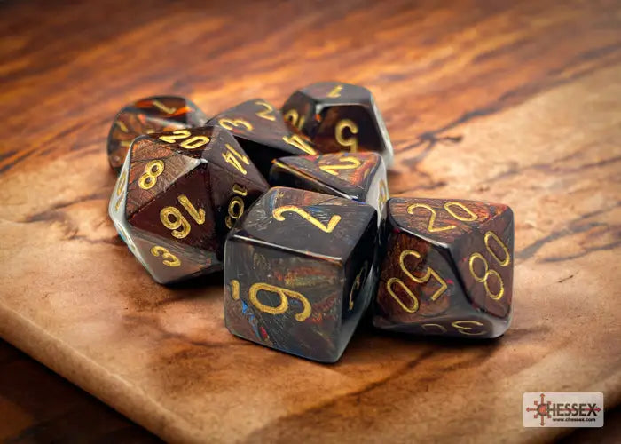 RPG Dice Set: Scarab - Polyhedral - Blue Blood/Gold (7) - Chessex - Accessories