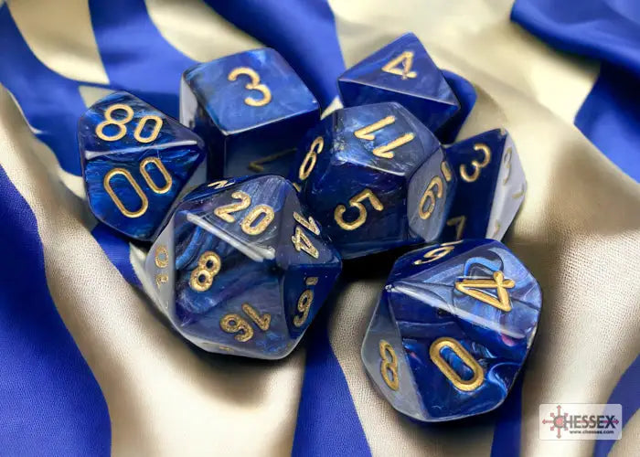 RPG Dice Set: Scarab Polyhedral Royal Blue/Gold (7) Chessex Accessories