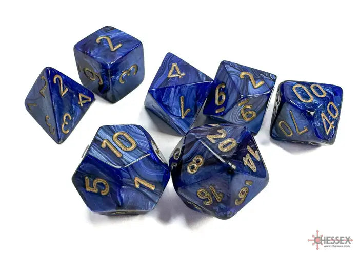 RPG Dice Set: Scarab Polyhedral Royal Blue/Gold (7) Chessex Accessories