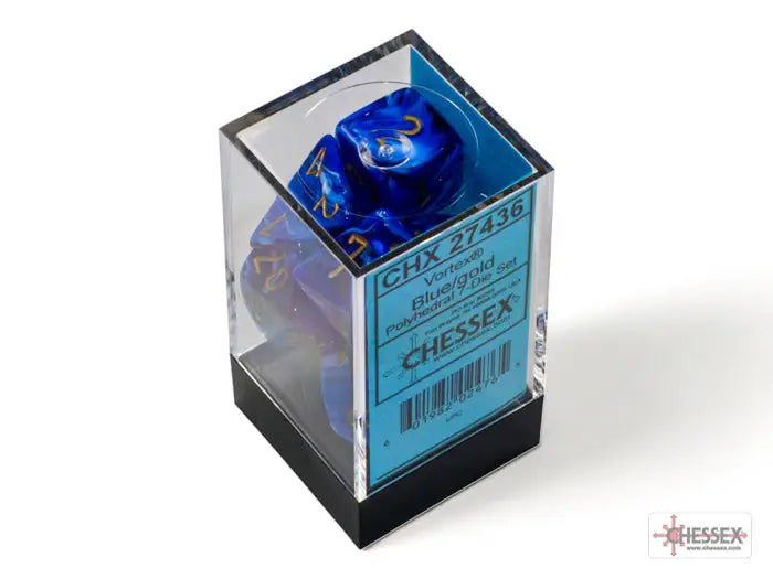RPG Dice Set: Vortex - Polyhedral - Blue/Gold (7) - Chessex - Accessories