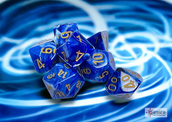 RPG Dice Set: Vortex - Polyhedral - Blue/Gold (7) - Chessex - Accessories