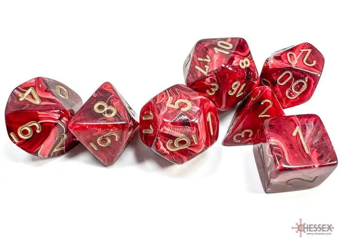 RPG Dice Set: Vortex - Polyhedral - Burgundy/Gold (7) - Chessex - Accessories