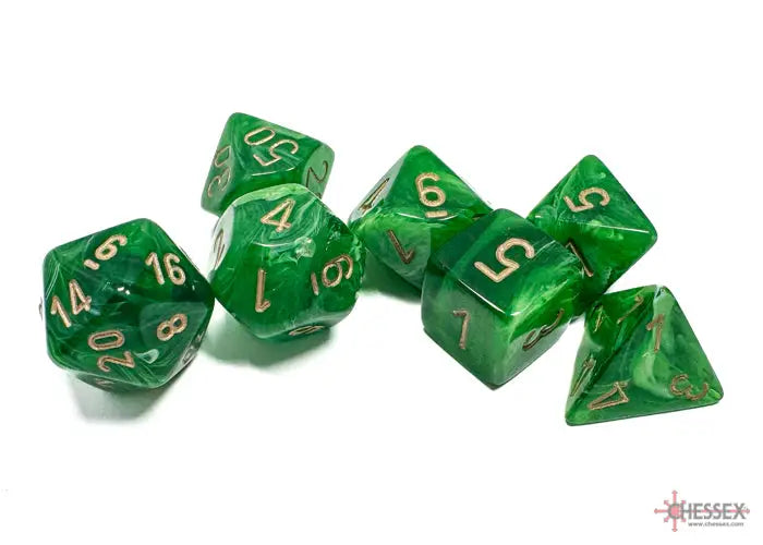 RPG Dice Set: Vortex Polyhedral Green/Gold (7) Chessex Accessories