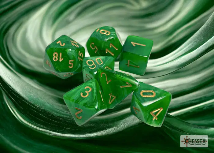 RPG Dice Set: Vortex Polyhedral Green/Gold (7) Chessex Accessories