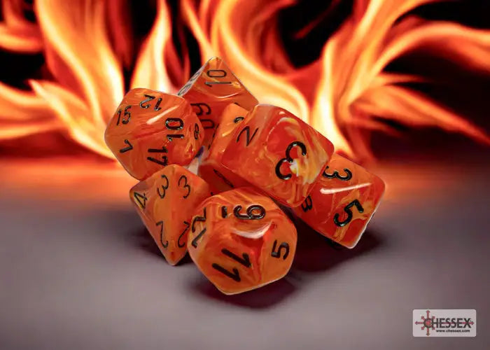 RPG Dice Set: Vortex Polyhedral Orange/Black (7) Chessex Accessories