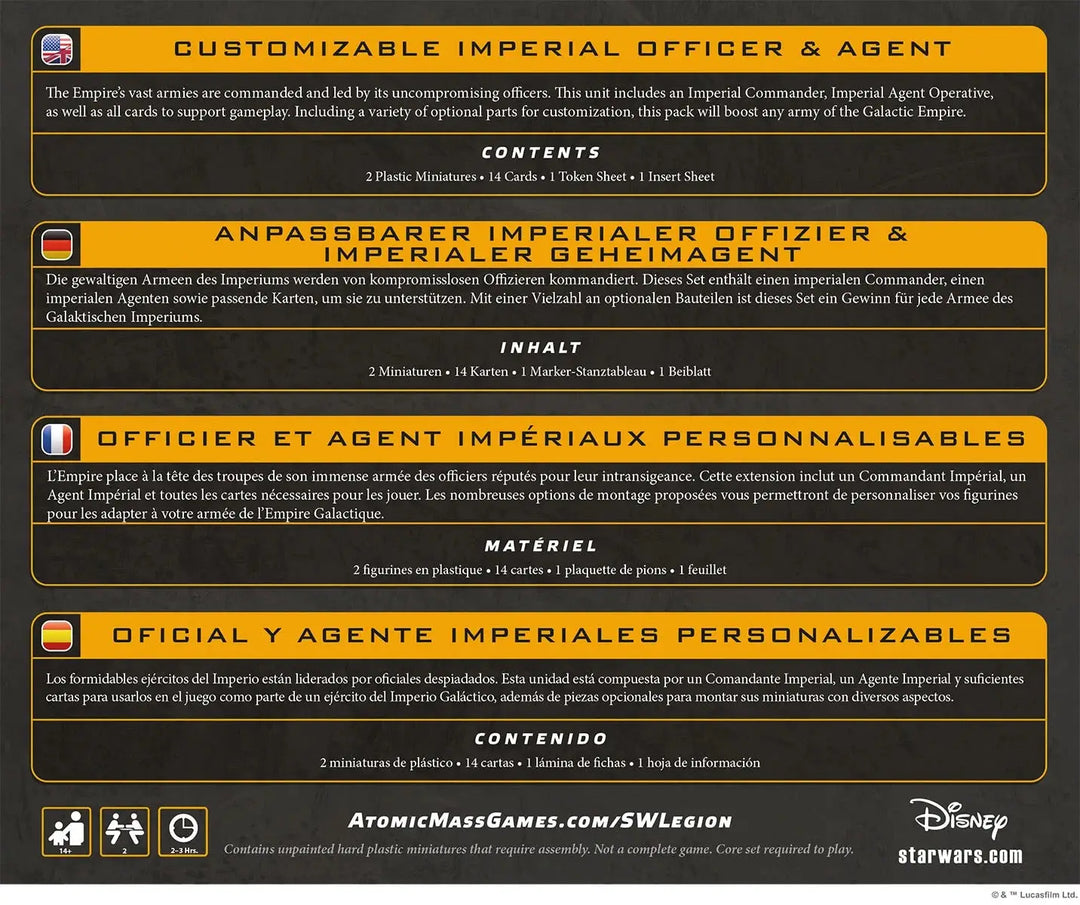 Star Wars: Legion - Customizable - Imperial Officer & Agent (EN/DE/ES/FR) - Atomic Mass Games - Miniature Games