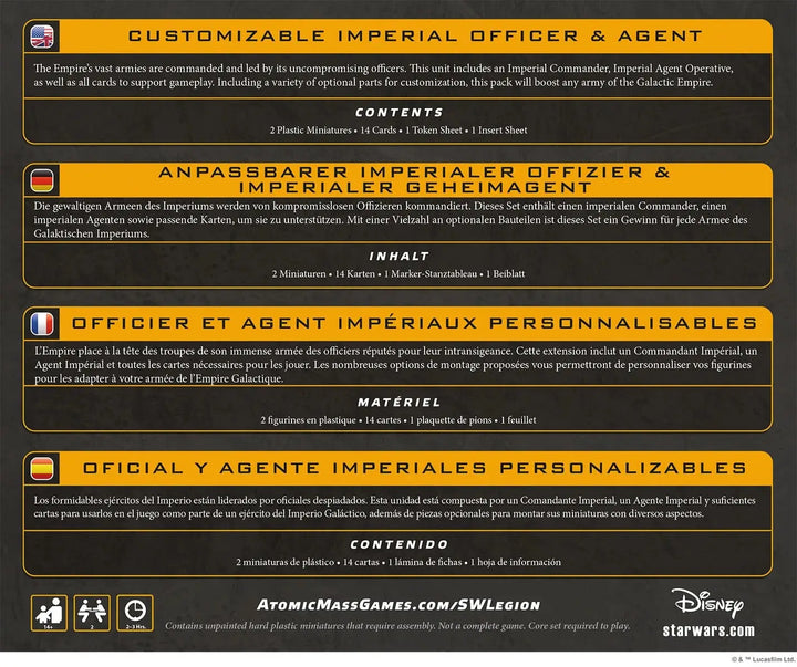 Star Wars: Legion - Customizable - Imperial Officer & Agent (EN/DE/ES/FR) - Atomic Mass Games - Miniature Games